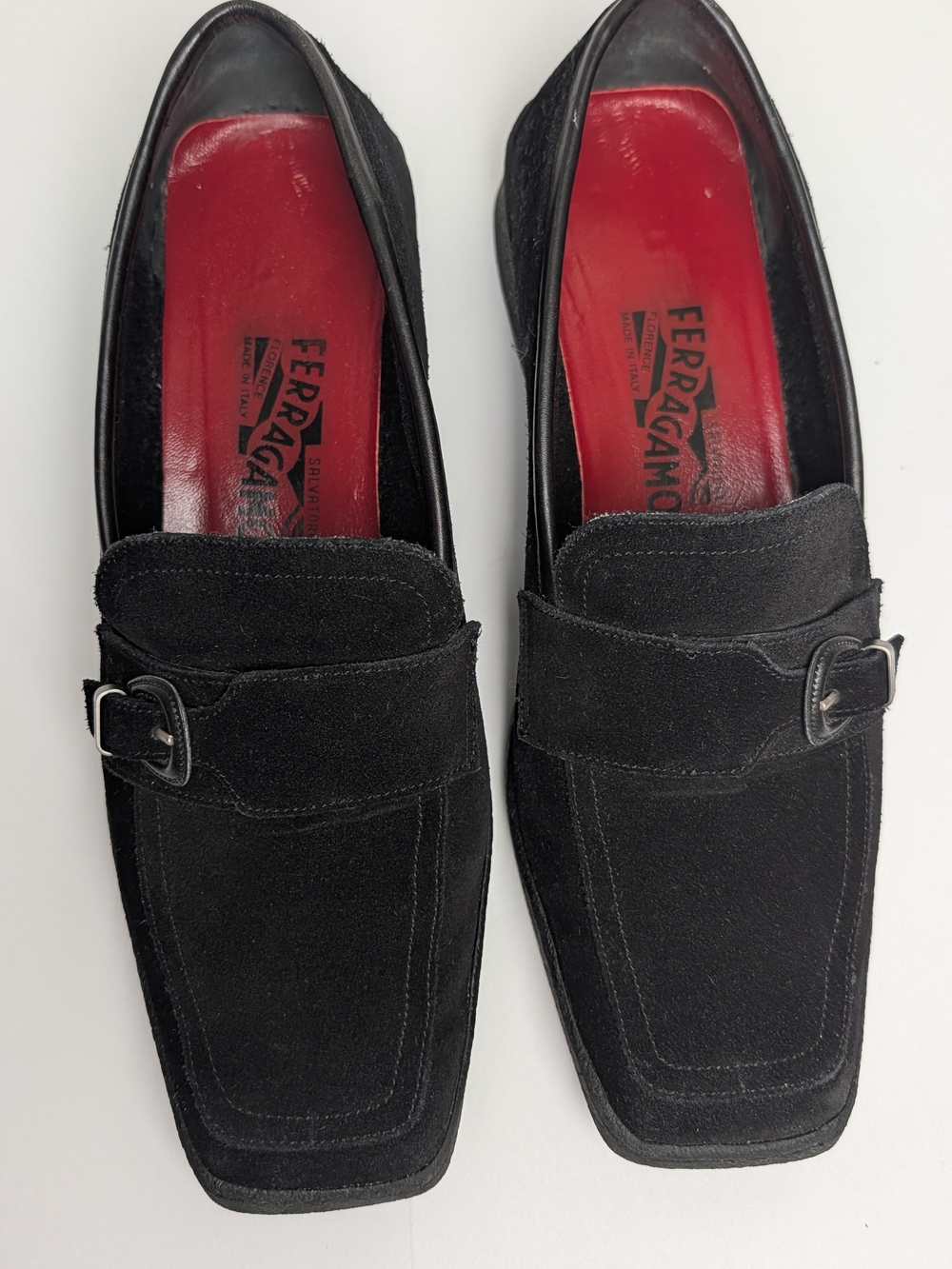 Salvatore Ferragamo Black Suede Women's's Slip-On Square Toe Loafers Size 8.5 - Picture 2 of 12